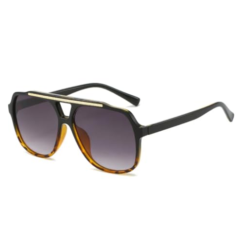 FORLUZ Doppelstege Damen Sonnenbrillen Mode Klare Ozean Verlaufsgläser Brillen Shades UV400 Herren (Schwarz Leopard Grau) von FORLUZ