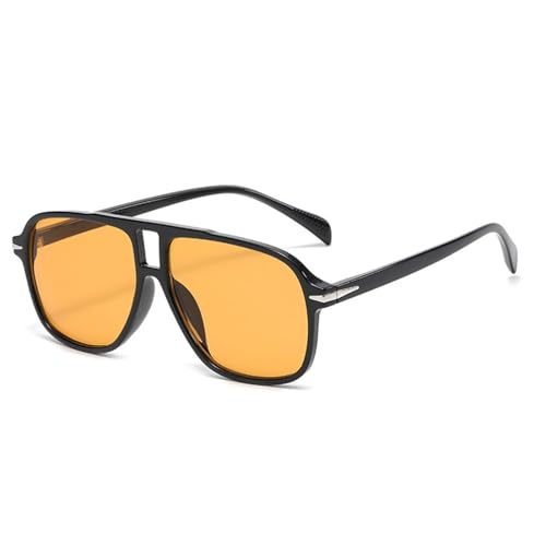 FORLUZ Doppelstege Herren Sonnenbrille Mode Nieten Dekoration Shades UV400 Damen Trendy Leopard (Schwarz Orange) von FORLUZ