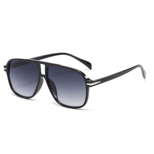 FORLUZ Doppelstege Herren Sonnenbrillen Mode Nieten Dekoration Shades UV400 Damen Trendy Leopard (Schwarz Grau Farbverlauf) von FORLUZ