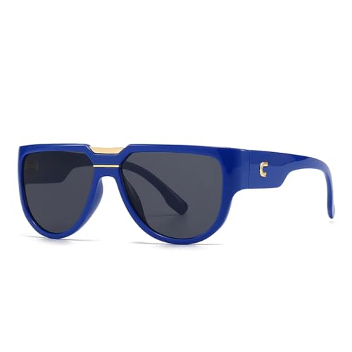 FORLUZ Fashion Catwalk Kleine Rahmen Halbrunde Sonnenbrille Damen Trendy Sonnenbrille Sonnenbrille (Blau) von FORLUZ