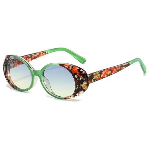 FORLUZ Fashion Punk Runde Damen Sonnenbrille Outdoor UV400 Gradient Shades Sonnenbrille Herren Retro (GreenFlower) von FORLUZ