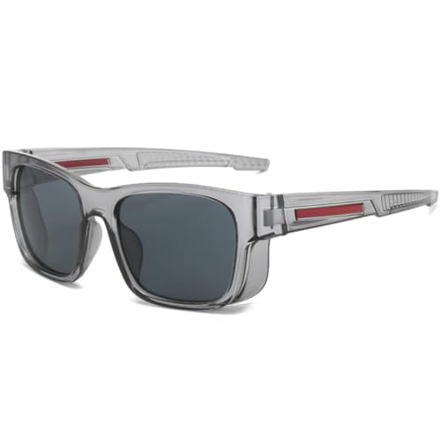 FORLUZ Herren Outdoor Sports Sonnenbrille Damenmode Rechteckige Brille UV400 (Grau Schwarz) von FORLUZ