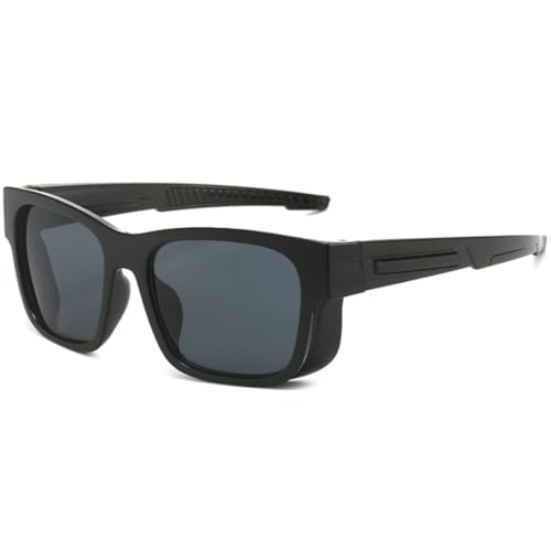 FORLUZ Herren Outdoor Sports Sonnenbrille Damenmode Rechteckige Brille UV400 (Schwarz Grau) von FORLUZ
