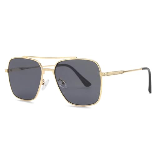 FORLUZ Hochwertige Sonnenbrille für Herren, UV400-Schutz, Sonnenbrillen-Stil zum Autofahren, Damen-Sonnenbrille (Goldgrau) von FORLUZ