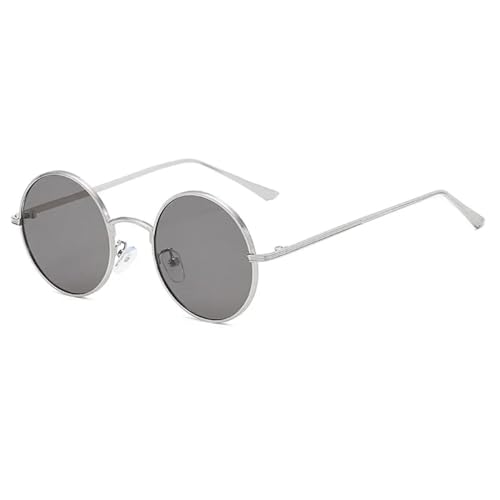 FORLUZ Klassische Herren-Sonnenbrille mit rundem Rahmen, UV400-Schutz, für Damen und Herren (Silbergrau) von FORLUZ