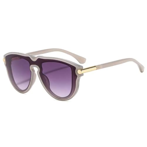 FORLUZ Klassische Sonnenbrille mit großem Rahmen, Damen, Vintage, Luxus, Herren, Punk, Hip Hop, beliebt, UV400 (grau-grau) von FORLUZ