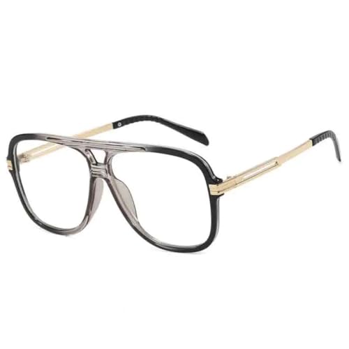 FORLUZ Klassische Vintage-Sonnenbrille mit Doppelsteg, Damenmode, Luxus, UV400, Herren-Sonnenbrille (grau-klar) von FORLUZ