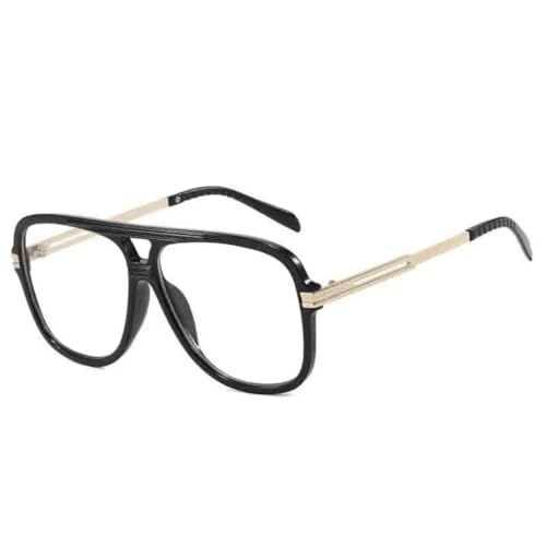 FORLUZ Klassische Vintage-Sonnenbrille mit Doppelsteg, Damenmode, Luxus, UV400, Herren-Sonnenbrille (schwarz, klar) von FORLUZ