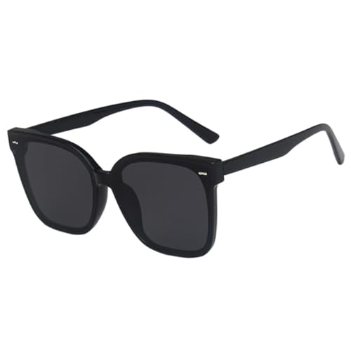 FORLUZ Klassische Vintage-Sonnenbrille mit Nieten, übergroße Sonnenbrille, Damen und Herren, trendige Luxus-Sonnenbrille, UV400 (Schwarzgrau) von FORLUZ