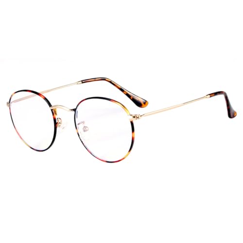 FORLUZ Klassischer leichter Brillenrahmen, modische runde Sonnenbrille aus Metall (Leopard) von FORLUZ