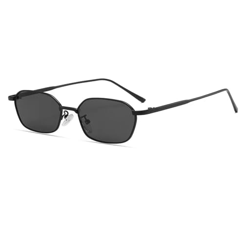 FORLUZ Kleine Sonnenbrille Damen Herren Steampunk Metallrahmen Herren Retro UV400 (C1 Schwarz-Schwarz) von FORLUZ