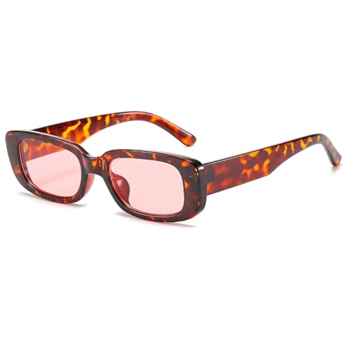 FORLUZ Kleine Sonnenbrille für Damen, Kunststoffrahmen, orangefarbener Farbverlauf, trendige Brille, UV400 (C9 Leopard-Pink) von FORLUZ