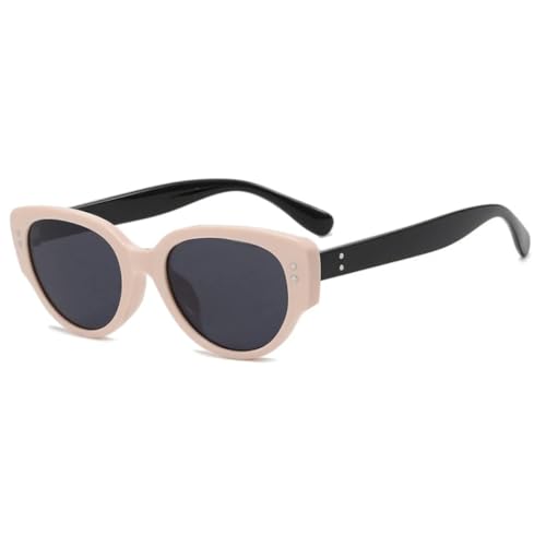 FORLUZ Luxuriöse Cat Eye Nieten Sonnenbrille Herren Damen Outdoor Reise Sonnenbrille UV400 Modebrille (Schwarz Beige Grau) von FORLUZ