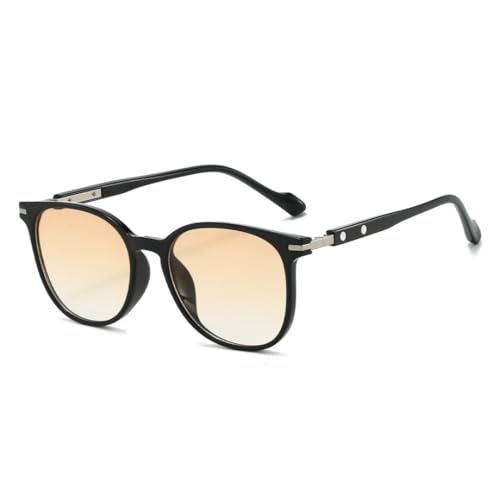 FORLUZ Luxus Leopard Gradient Runde Damen Sonnenbrille Mode Casual Herren UV400 (schwarz orange) von FORLUZ