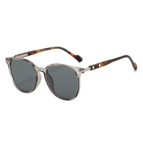 FORLUZ Luxus Leopard Gradient Runde Damen Sonnenbrille Modetrend Casual Herren Sonnenbrille UV400 (grau schwarz) von FORLUZ