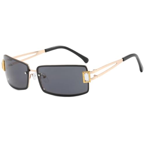 FORLUZ Luxus-Sonnenbrille, Unisex, modische Brille, kleiner Rahmen, Legierung, Sonnenbrille (Goldgrau) von FORLUZ