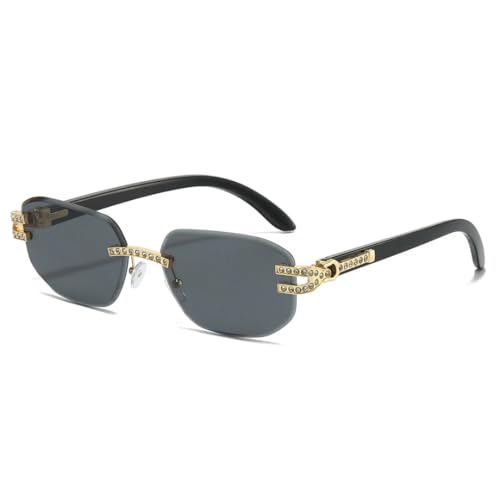 FORLUZ Luxus rahmenloser Farbverlaufsrahmen Damen Sonnenbrillenrahmen Lässige Herrenbrille UV400 (goldschwarz) von FORLUZ