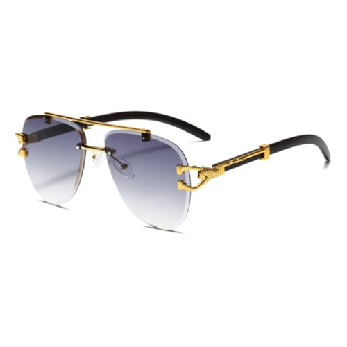 FORLUZ Luxusmode Doppelstrahl Rahmenlos Gradient Damen Sonnenbrille Herren Trend UV400 (grau) von FORLUZ