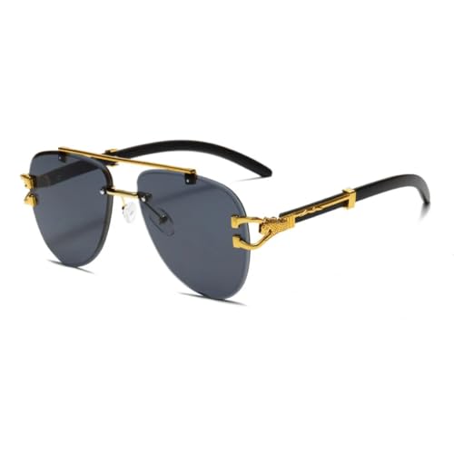 FORLUZ Luxusmode Doppelstrahl Rahmenlos Gradient Damen Sonnenbrille Herren Trend UV400 (schwarz) von FORLUZ