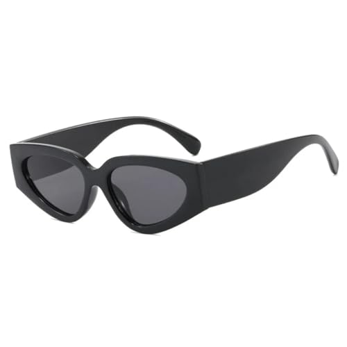 FORLUZ Mode Cat Eye Kleine Ovale Damen Sonnenbrille Herren Trendy Punk Reise Schatten Vintage Brillen UV400 (Schwarz Grau) von FORLUZ