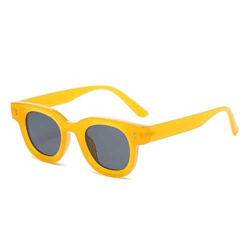 FORLUZ Mode Damen Klare Ozeanlinse Sonnenbrille Retro Nieten Dekoration Herren Punk Leopard UV400 (Gelb Grau) von FORLUZ