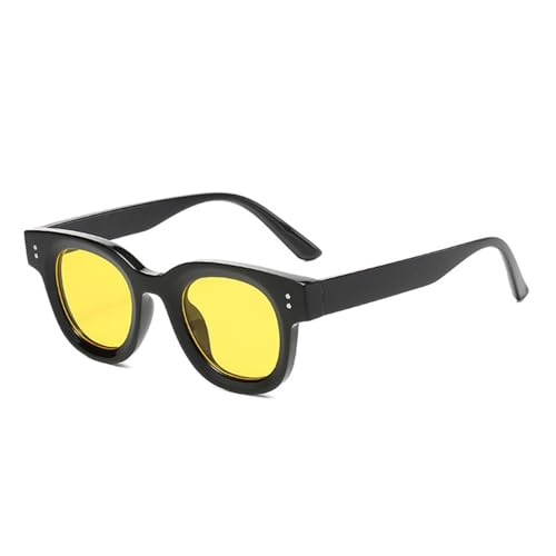 FORLUZ Mode Damen Klare Ozeanlinse Sonnenbrille Retro Nieten Dekoration Herren Punk Leopard UV400 (Schwarz Gelb) von FORLUZ
