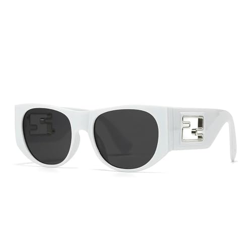 FORLUZ Moderne Retro-Sonnenbrille aus Metall mit großem Rahmen (WEISS) von FORLUZ