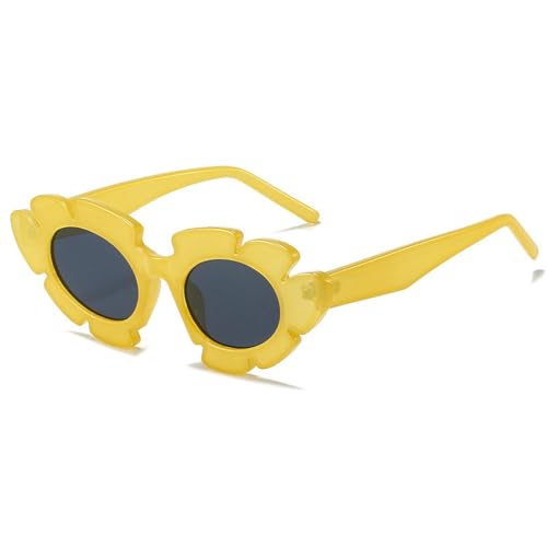 FORLUZ Modische Cat Eye Candy Colors Sonnenbrillen Damen Retro Form Brillen Herren Trendy Sonnenbrillen UV400 (Gelb Grau) von FORLUZ