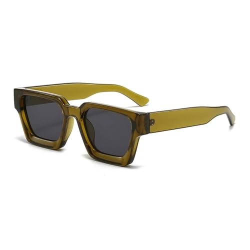 FORLUZ Modische Damen-Sonnenbrille im Retro-Stil, grün, für Herren, trendige Sonnenbrillen, UV400 (Olivgrau) von FORLUZ