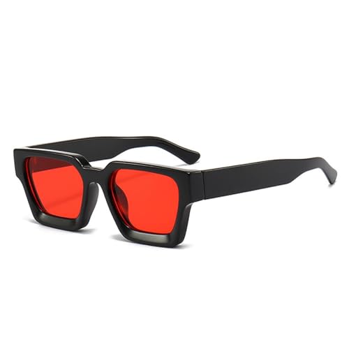 FORLUZ Modische Damen-Sonnenbrille im Retro-Stil für Herren, Leopardenmuster, Blaugrün, UV400 (Schwarz-Rot) von FORLUZ