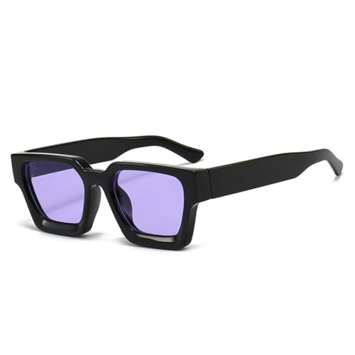 FORLUZ Modische Damen-Sonnenbrille im Retro-Stil für Herren, trendig, Leopardenmuster, blau-grün, UV400 (schwarz-violett) von FORLUZ
