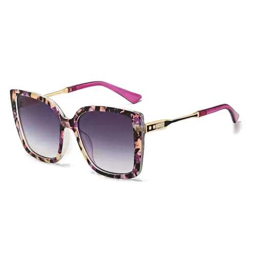 FORLUZ Modische Damen-Sonnenbrille mit großem Rahmen und Farbverlauf, exquisit (lila) von FORLUZ