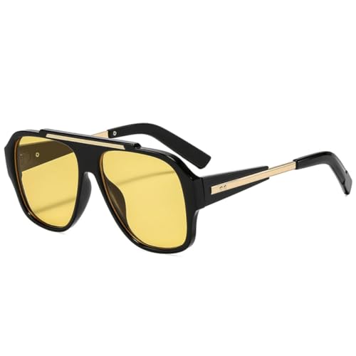 FORLUZ Modische Nieten Damen Sonnenbrillen Shades UV400 Retro Trendy Gradient Herren Punk Gelb (Schwarz Gelb) von FORLUZ