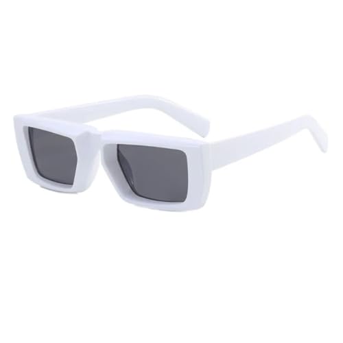 FORLUZ Modische Punk-Sonnenbrille im Retro-Stil, rechteckig, UV400 (weiß/grau) von FORLUZ