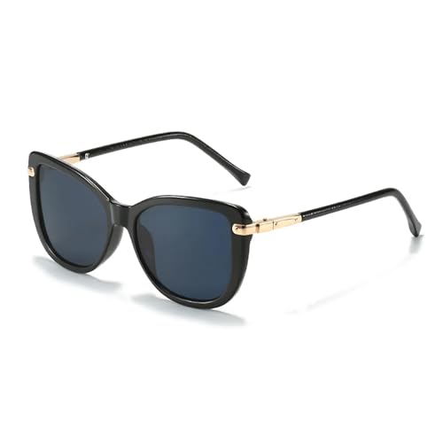 FORLUZ Modische Sonnenbrille für Damen mit Leopardenmuster, Rahmen aus goldenem Metall (schwarz) von FORLUZ