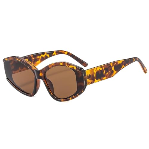 FORLUZ Modische Sonnenbrille mit dickem Rahmen für Damen, Punk, mehrfarbig, trendiger Sonnenschutz für den Außenbereich, UV400 (Leopardenbraun) von FORLUZ