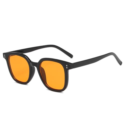 FORLUZ Modische Sonnenbrillen für Damen, klare Ozeanlinsen, UV400, Retro-Nieten-Dekoration, orange-pinke Sonnenbrille (schwarz-orange) von FORLUZ