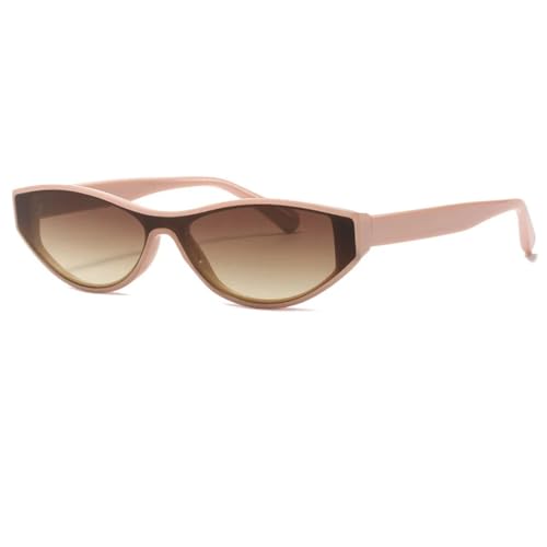 FORLUZ Modische kleine einteilige Sonnenbrille für Damen, Vintage, Katzenaugen-Sonnenbrille, einzigartige Punk-Sonnenbrille, UV400 (Pink-Braun) von FORLUZ