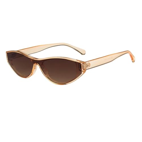 FORLUZ Modische kleine einteilige Sonnenbrille für Damen, Vintage, Katzenaugen-Sonnenbrille, einzigartige Punk-Sonnenbrille, UV400 (braun-braun) von FORLUZ