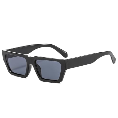 FORLUZ Modische kleine rechteckige Sonnenbrille in Geleegrau für Damen, UV400, Retro-Sonnenbrille mit Leopardenmuster für Herren (Schwarzgrau) von FORLUZ