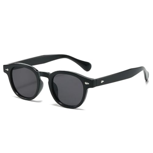FORLUZ Modische ovale Sonnenbrille für Damen in Bonbonfarben, Retro-Nieten, Farbverlauf, UV400 (Schwarzgrau) von FORLUZ