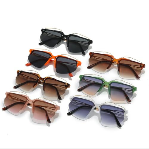 FORLUZ Modische randlose Damen-Sonnenbrille, Punk-Cat-Eye-Retro-Luxus-Sonnenbrille, UV400, Herren-Sport-Fahrbrille (schwarz) von FORLUZ