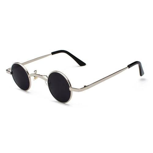 FORLUZ Modische runde Damen-Sonnenbrille, kleine Sonnenbrille, Metall, für Herren (C2 Silbergrau) von FORLUZ