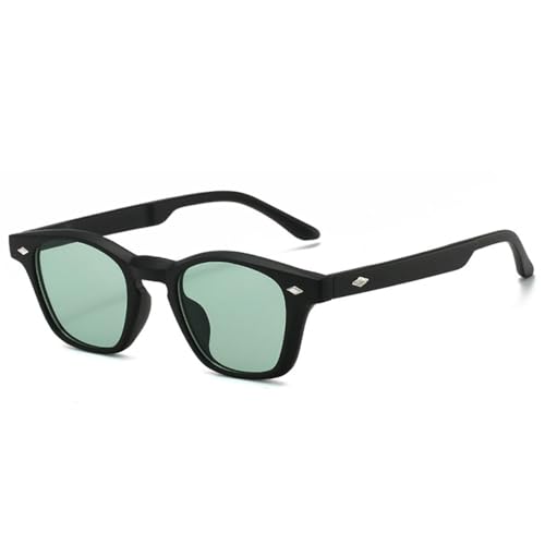 FORLUZ Modische zweifarbige Cat-Eye-Sonnenbrille für Damen, Retro-Nieten, Herren, Grüntee-Farbtöne, UV400 (Mattschwarzgrün) von FORLUZ