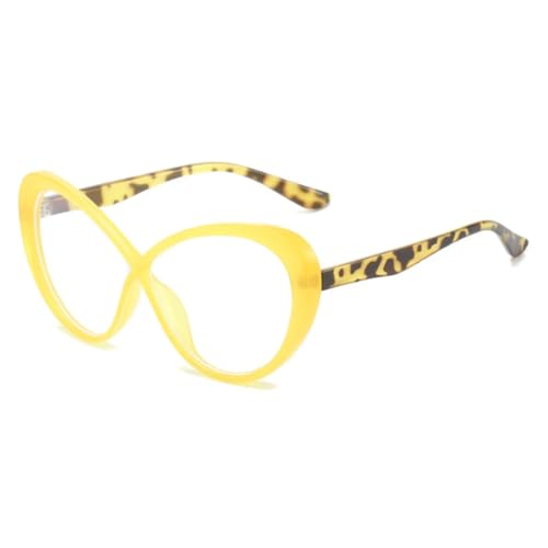 FORLUZ Modischer Cat-Eye-Sonnenbrillenrahmen für Damen, Retro-Brillenrahmen (gelber Leopard) von FORLUZ
