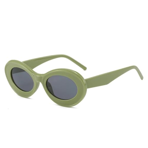 FORLUZ Ovale Sonnenbrille Damen Mode Grün Lila Shades UV400 Herren (Grün Grau) von FORLUZ