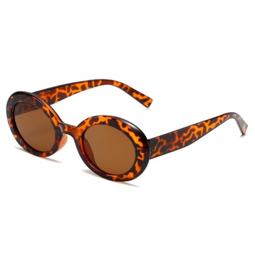 FORLUZ Ovale Sonnenbrille in Geleefarbe für Damen, modische Gelb-Grün-Töne, UV400-Schutz, trendige Sonnenbrille mit Farbverlauf (Leopardentee) von FORLUZ