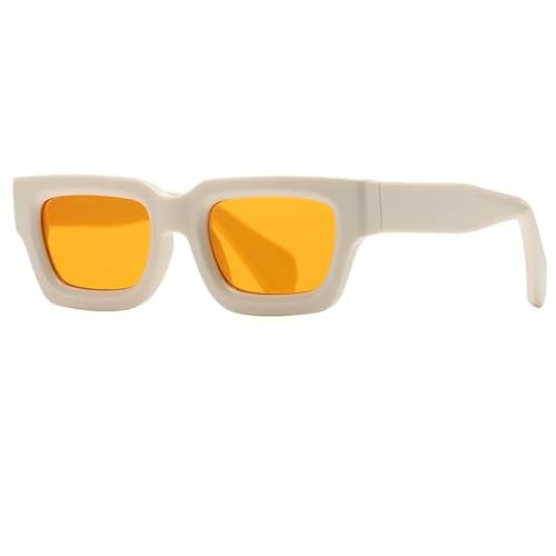 FORLUZ Punk Beliebte kleine Sonnenbrille Damen Fashion Shades UV400 Herren Vintage Trendy (Beige-Orange) von FORLUZ