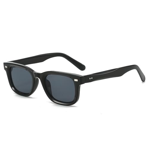 FORLUZ Retro Damen Nieten Sonnenbrille Mode Dunkelgrüne Farbtöne UV400 (Schwarzgrau) von FORLUZ