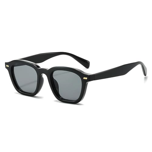 FORLUZ Retro Damen Sonnenbrille Mode Dunkelgrüne Farbtöne UV400 Herren Nieten Dekoration Punk Matte Sonnenbrille (Schwarz Grau) von FORLUZ